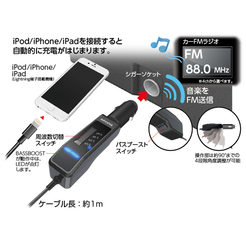 商品写真3 TKIT04LK「Lightning FMトランスミッター」