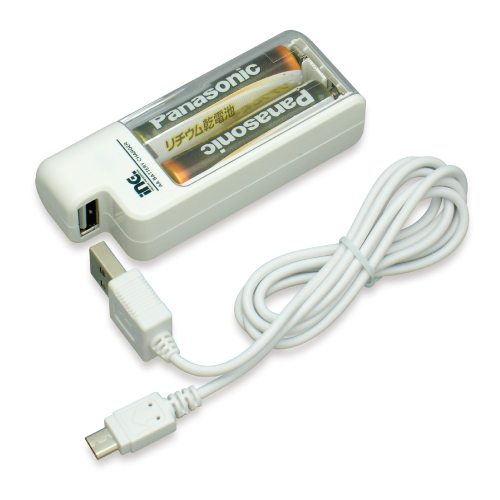 商品写真2 TD031W「でんちDEチャージ3×2 microUSB」