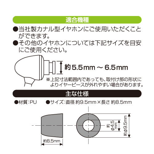 商品写真3 S0001S「低反発ウレタンイヤーピース Sサイズ」