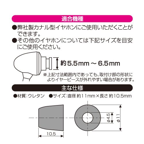 商品写真3 S0001M「低反発ウレタンイヤーピース Mサイズ」